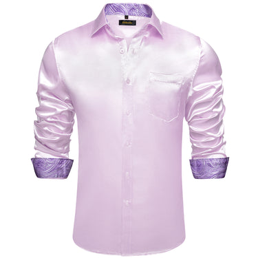 Dibangu Men's Pink Solid Dress Shirt