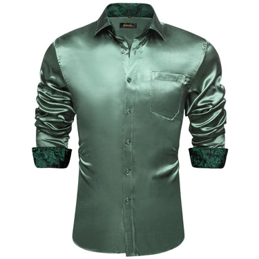 Dibangu Men's Green Solid Mens Shirt