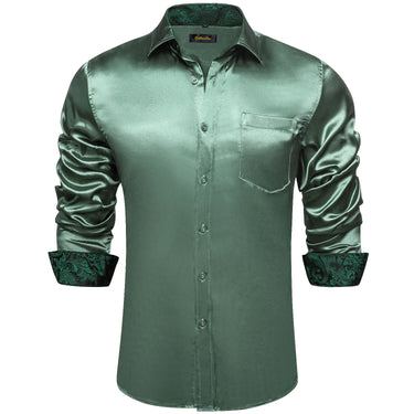 Dibangu Men's Green Solid Mens Shirt