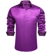 business deep purple solid silk mens button up shirt necktie set for dress suit top