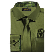 Dibangu Men's Green Satin Shirt with Tie