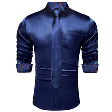 Dibangu Men's Dark Blue Solid Shirt with Tie