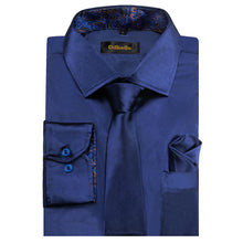 Dibangu Men's Dark Blue Solid Shirt with Tie