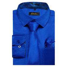 Dibangu Men's Blue Satin Solid Shirt with Tie