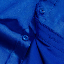 Dibangu Blue Satin Solid Dress Shirt