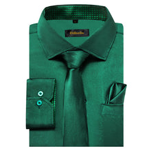 Dibangu Men's Dark Green Satin Shirt with Tie