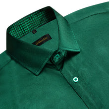Dibangu Men's Green Satin Dress Shirt For Men