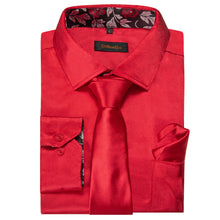 Dibangu Men's Red Solid Shirt with Tie