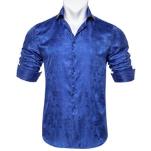 Dibangu Bright Blue Paisley Men's Shirt with Collar pin