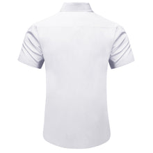 Dibangu White Green Paisley Panel Men's Slim Short Sleeve Shirt