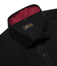 black solid splicing red plaid silk mens casual short sleeve button down shirt