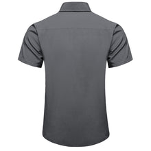 solid deep grey men's short sleeve button up shirts