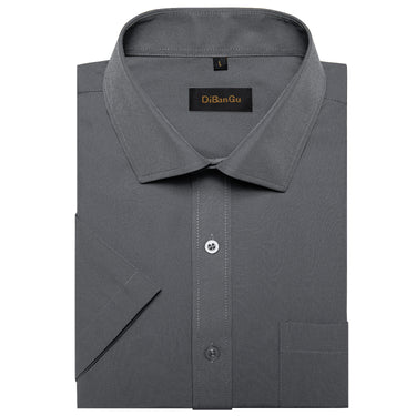 Dibangu Green Solid Men's Slim Short Sleeve Shirt