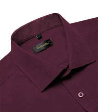 solid Maroon red mens dress shirts for men short sleeve Button Down Shirt 