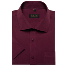 wedding design purple red solid men's button up short sleeve shirt