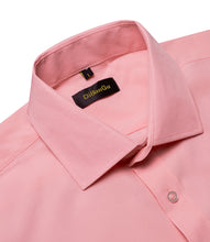 Dibangu Peach Pink Solid Men's Slim Short Sleeve Shirt