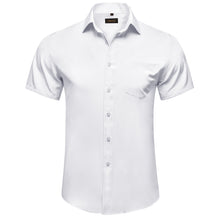 classic business silk mens solid white short sleeve dress shirt