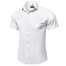 mens business design white solid silk men short sleeve button up shirts