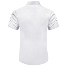classic solid white silk mens short sleeve button down shirt