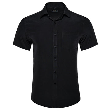 black short sleeve button up