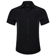 Dibangu Black Solid Men's Slim Short Sleeve Shirt