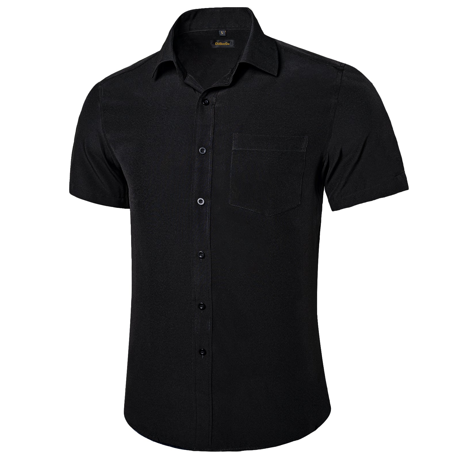 short sleeve button up black