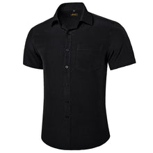 formal business black solid short sleeve men's dress shirts