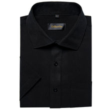 business meeting balck solid mens silk short sleeve button down shirts for dress suit
