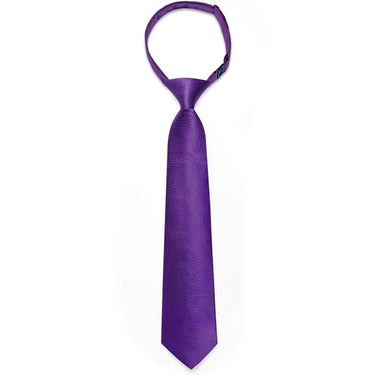 New Purple Lattice Silk Kid's Tie Pocket Square Set