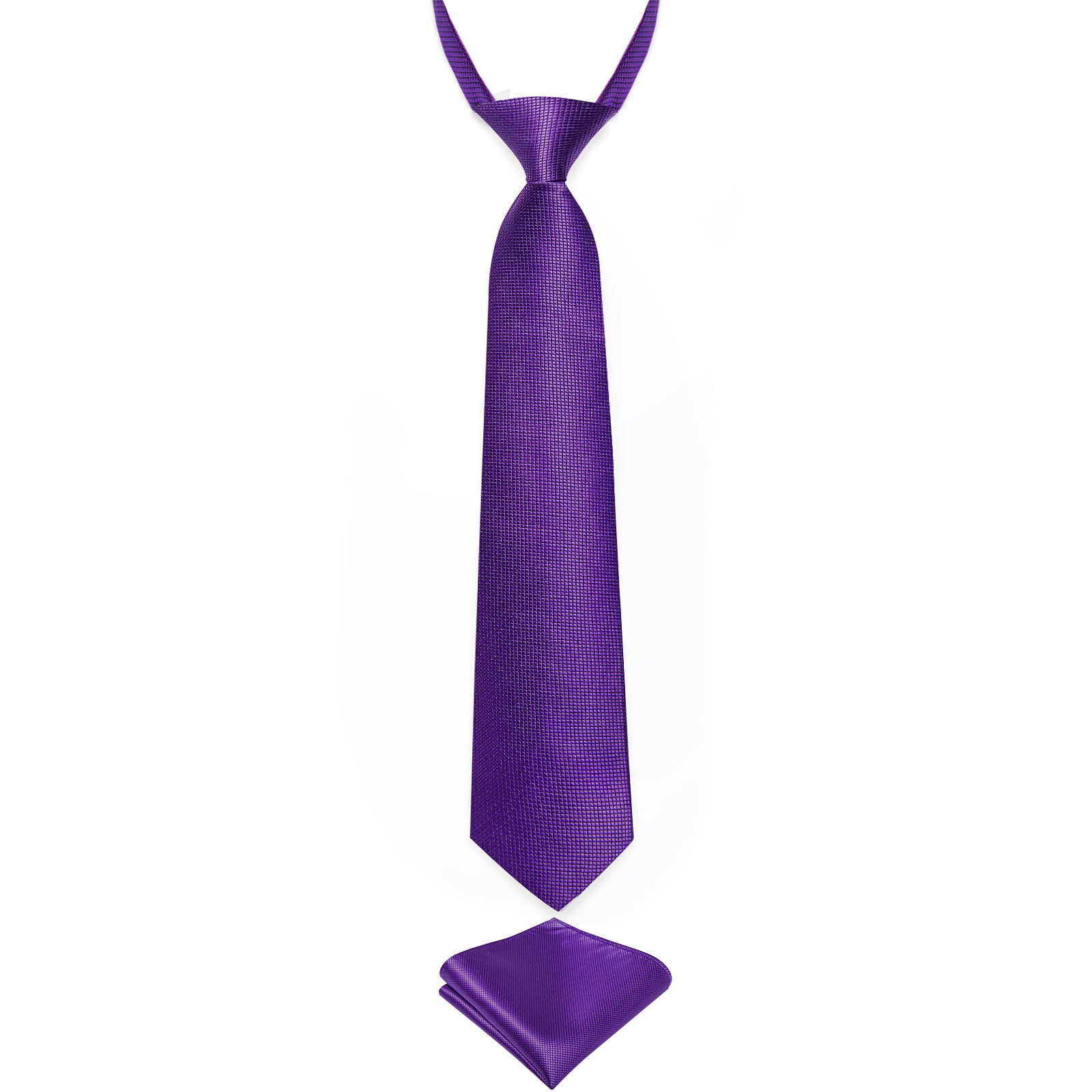 Purple Lattice Silk Kid's Tie Pocket Square Set
