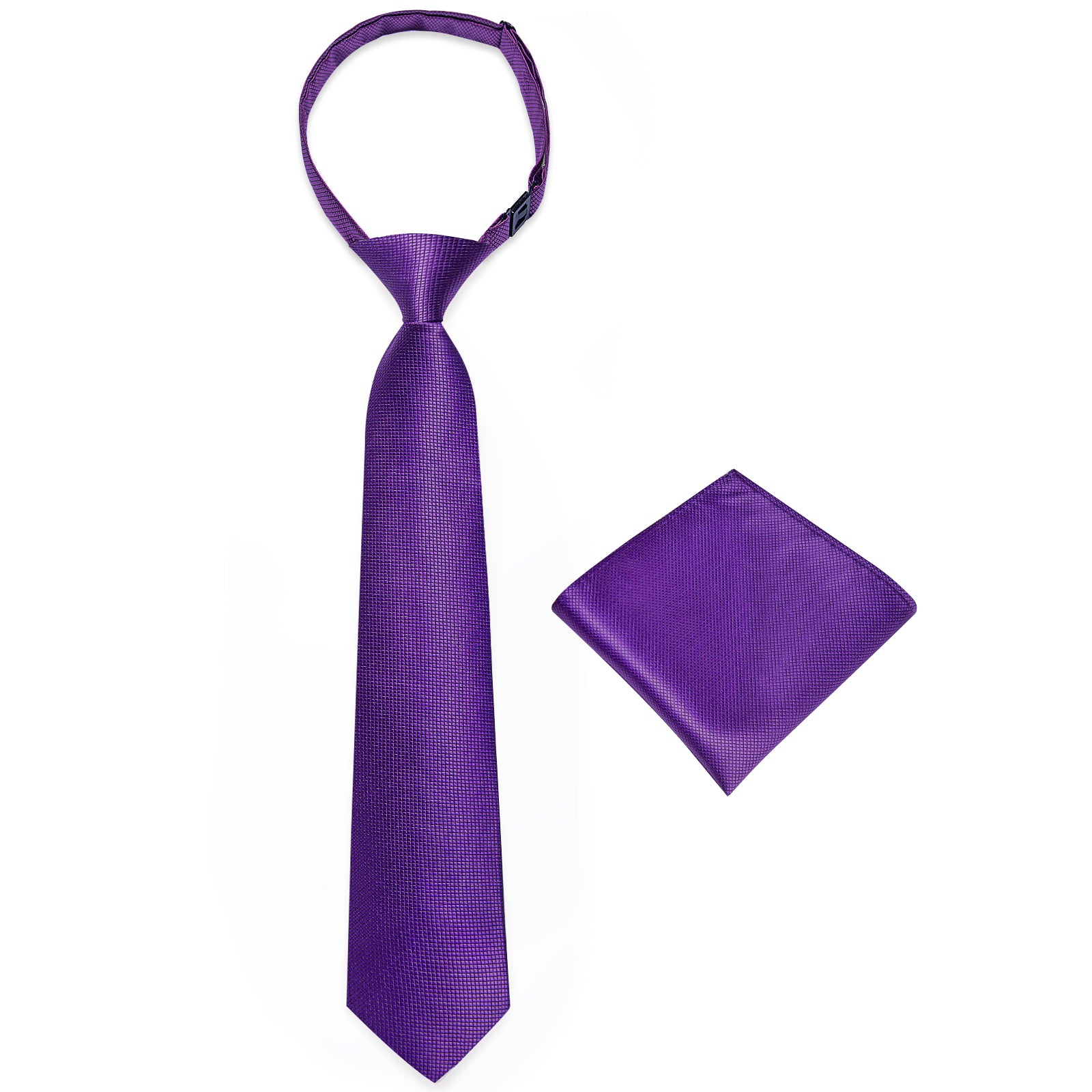 Purple Lattice Silk Kid's Tie Pocket Square Set