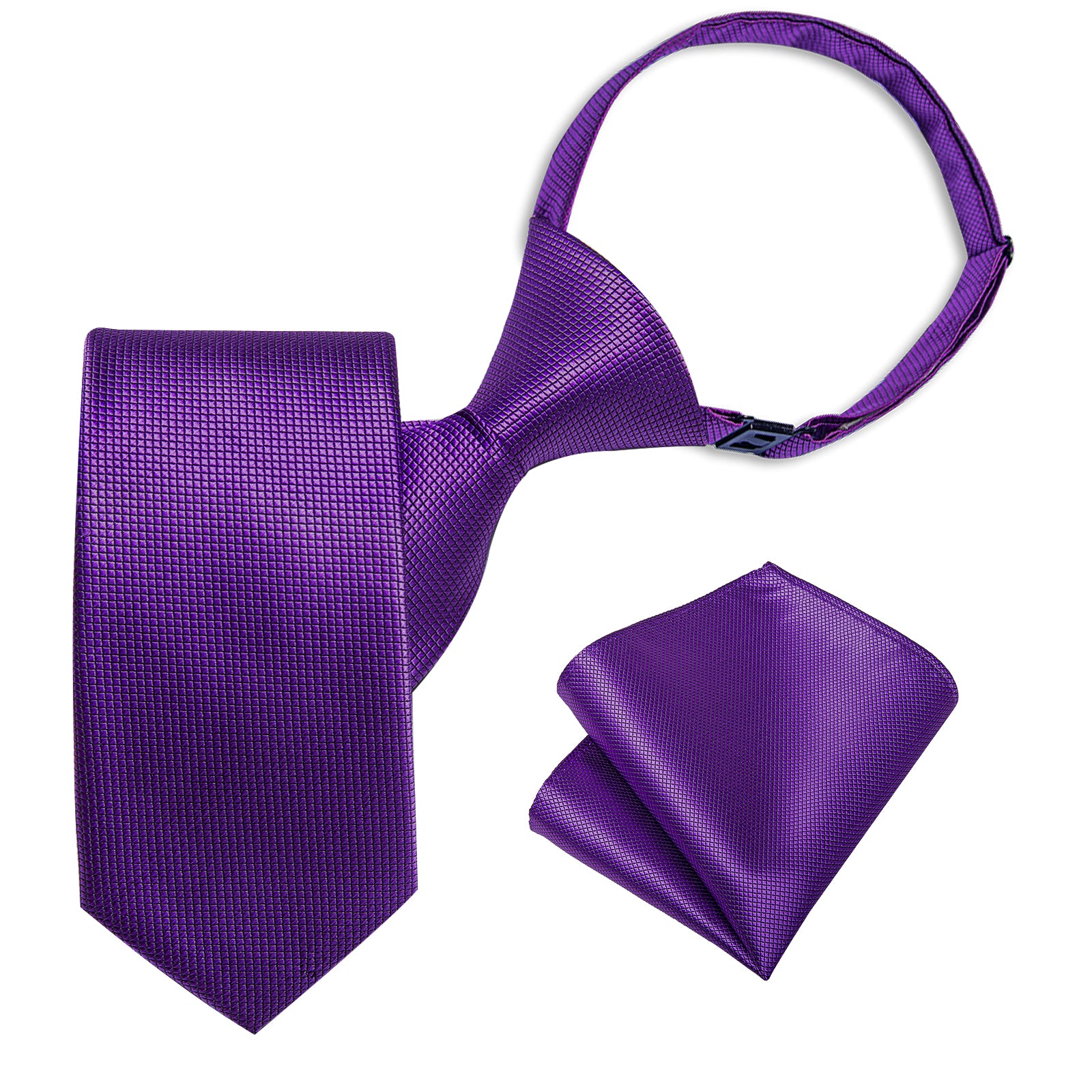 Purple Lattice Silk Kid's Tie Pocket Square Set