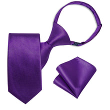 New Purple Lattice Silk Kid's Tie Pocket Square Set