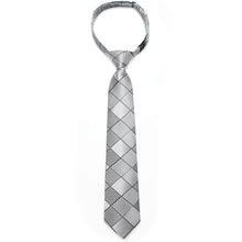 Grey Silver Lattice Silk Kid's Tie Pocket Square Set