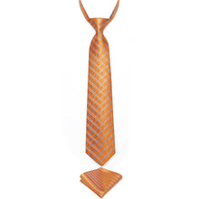 Orange Plaid Silk Kid's Tie Pocket Square Set