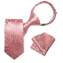 Red Floral Silk Kid's Tie Pocket Square Set