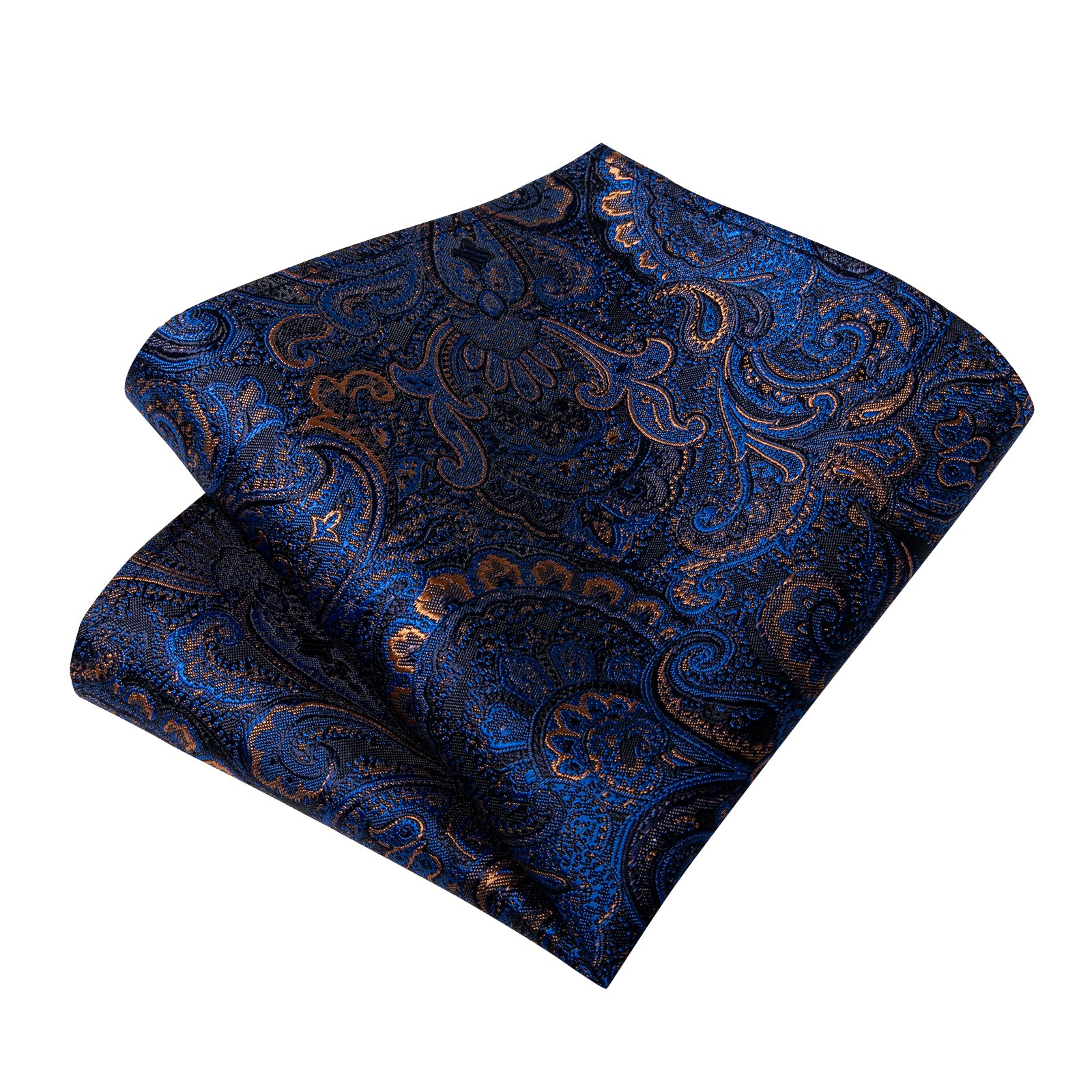 Blue Golden Floral Silk Kid's Tie Pocket Square Set