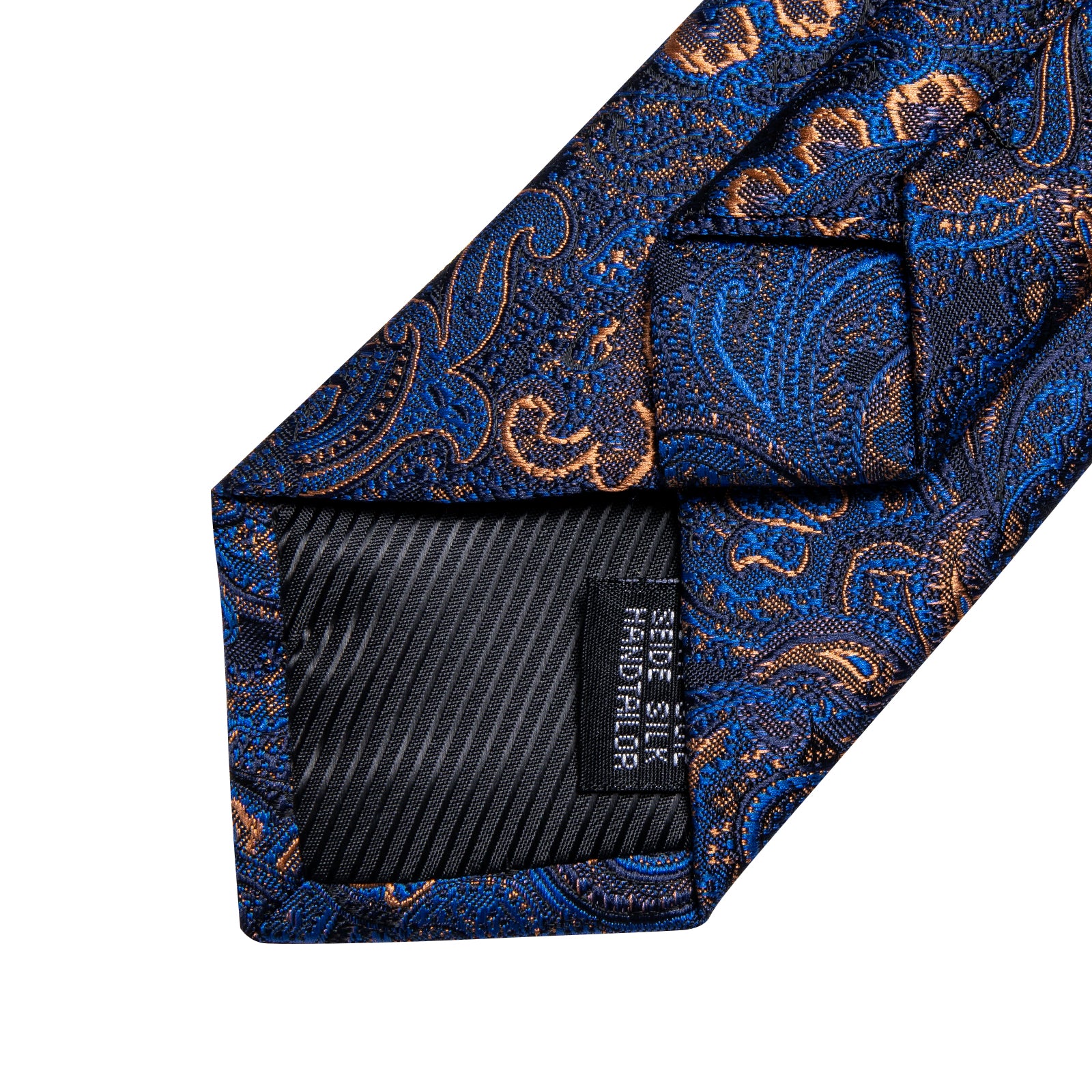 Blue Golden Floral Silk Kid's Tie Pocket Square Set