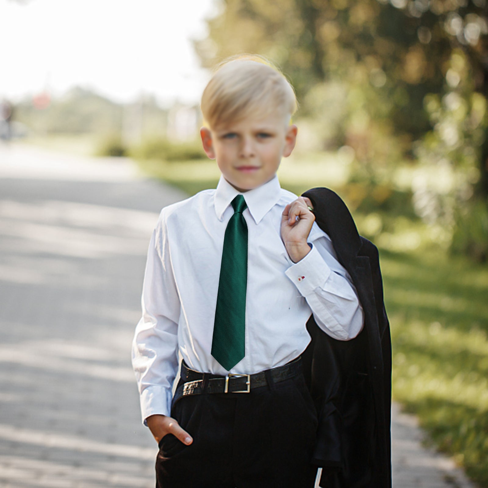 Gen Stripe Silk Kid's Tie Pocket Square Set