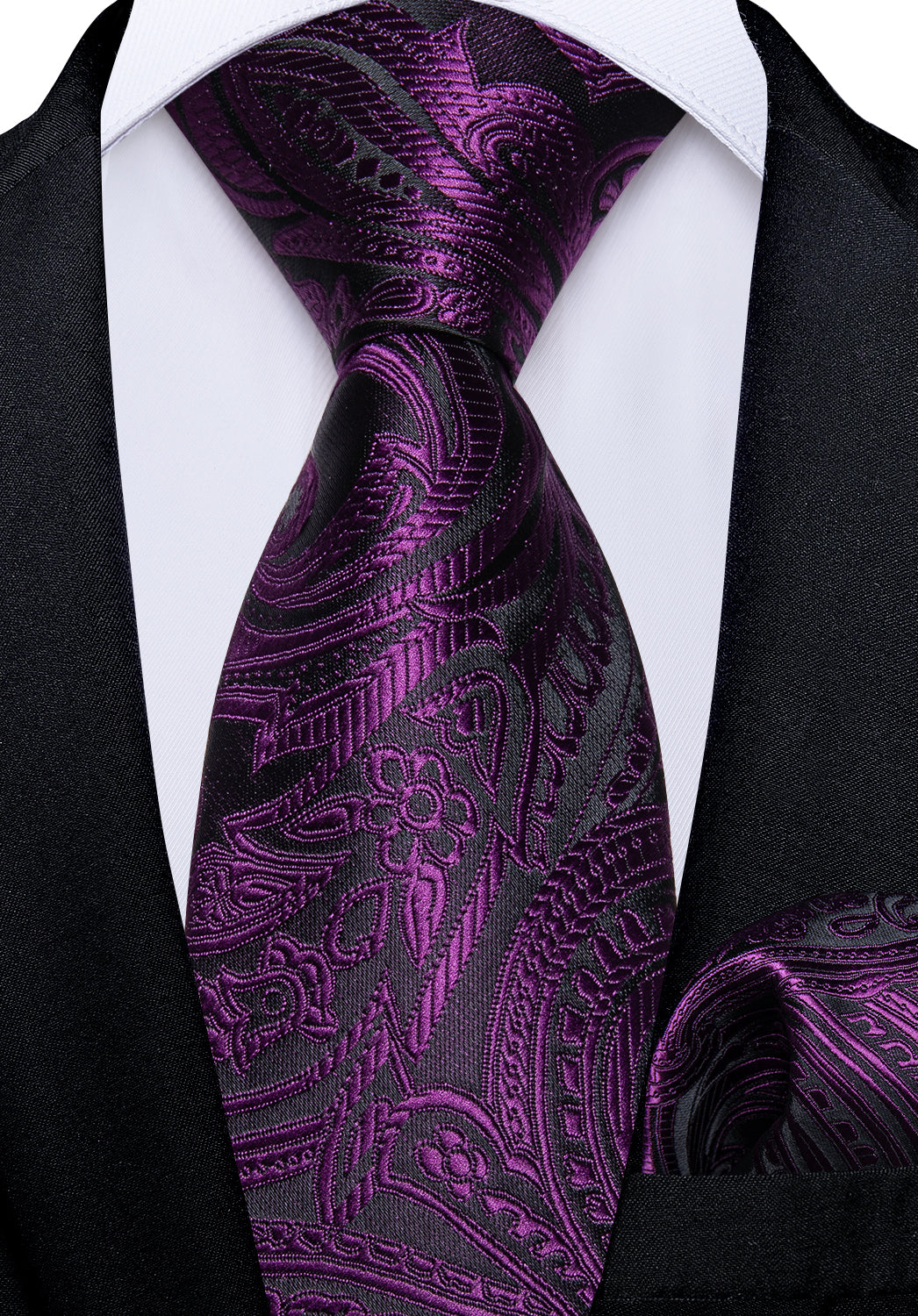 Purple Floral Silk Kid's Tie Pocket Square Set