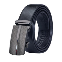 Luxury Square Metal Automatic Buckle Black Leather Belt