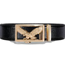 Luxury Golden Eagle Metal Automatic Buckle Black Leather Belt 43 inch to 63 inch