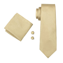Gold Solid Bowtie Necktie Hanky Cufflinks Set (1641625911338)