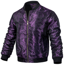 Dibangu Purple Floral Men's Jacquard Light Casual Jacket