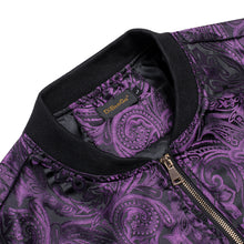 Dibangu Purple Floral Men's Jacquard Light Casual Jacket