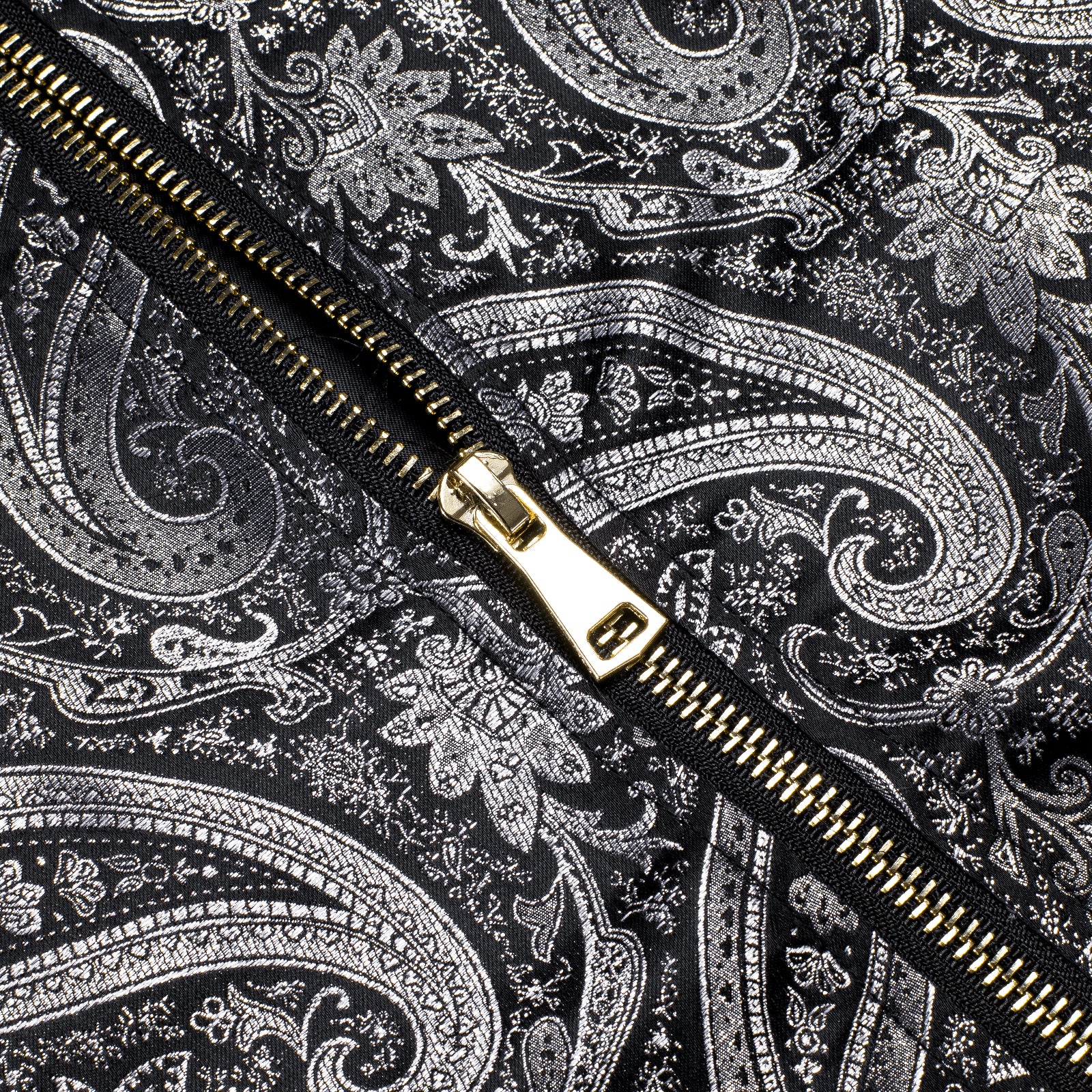 DiBanGu Black Silver Paisley Men's Jacquard Light Casual Jacket