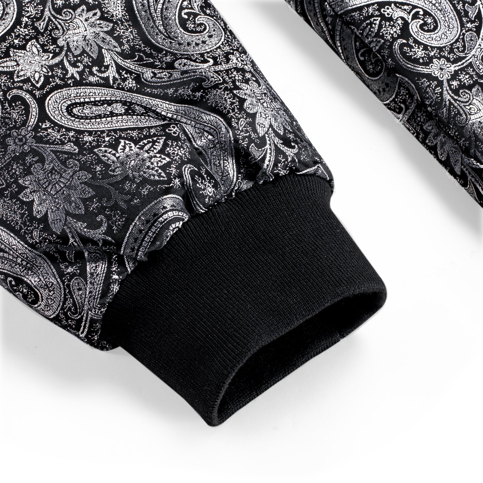 DiBanGu Black Silver Paisley Men's Jacquard Light Casual Jacket