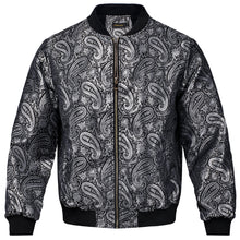 New Dibangu Black Silver Paisley Men's Jacquard Light Casual Jacket