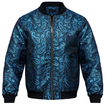 Dibangu Canal Blue Paisley Men's Jacquard Light Casual Jacket