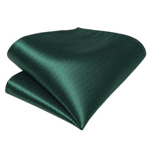 Deep Green solid Bowtie Pocket Square Cufflinks Set